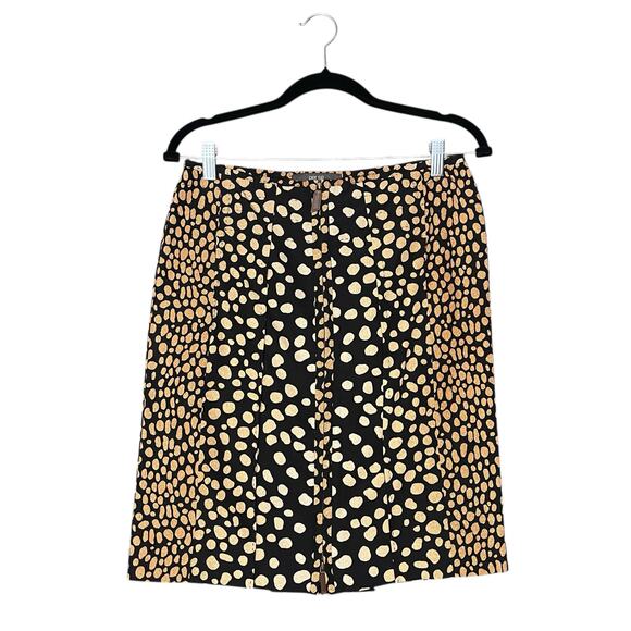 Per Se Animal Print Dotted Pencil Skirt Size 10 Black Brown Cotton Silk Blend - Picture 2 of 6